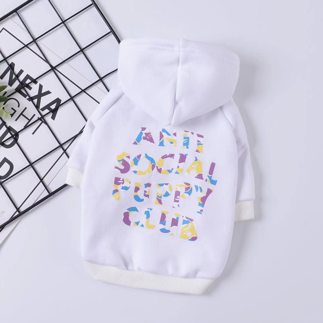 Pet Hoodie Anti Social White