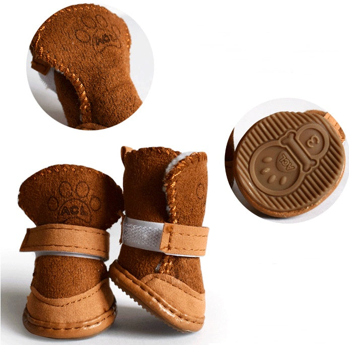 Pet Shoes Warm Winter Booties Khaki