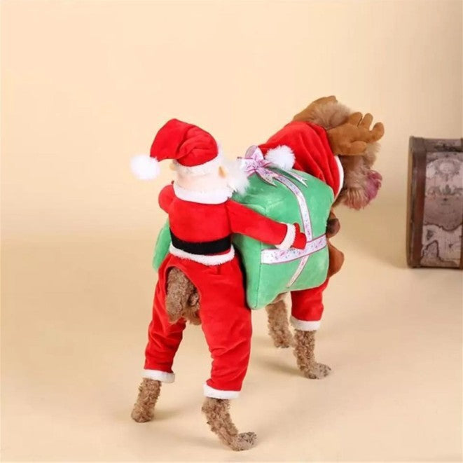 Funny Pet Costume Santa with Gift