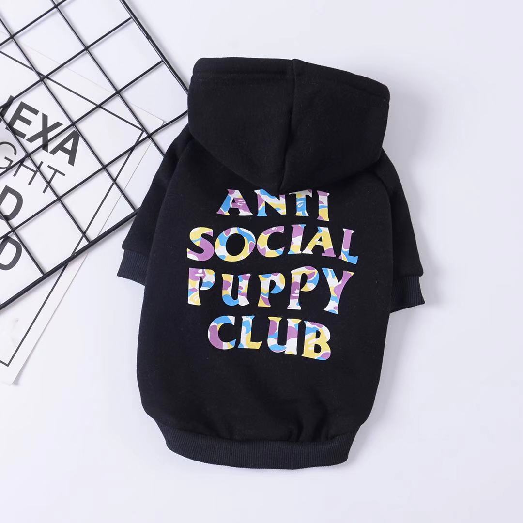 Pet Hoodie Anti Social Black