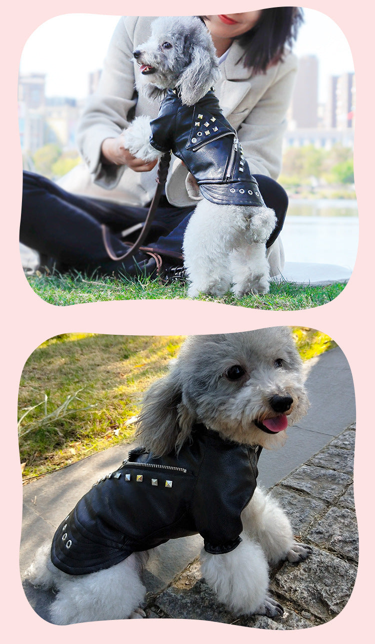 Pet Leather Jacket Zipper