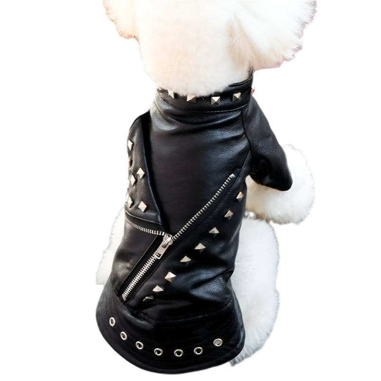 Pet Leather Jacket Zipper