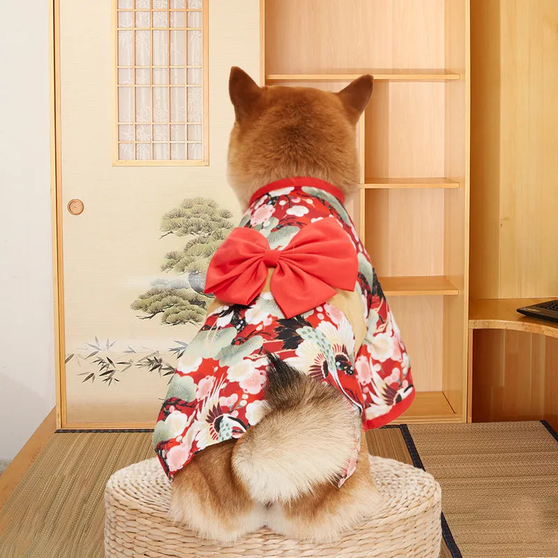 Funny Pet Costume Kimono Red