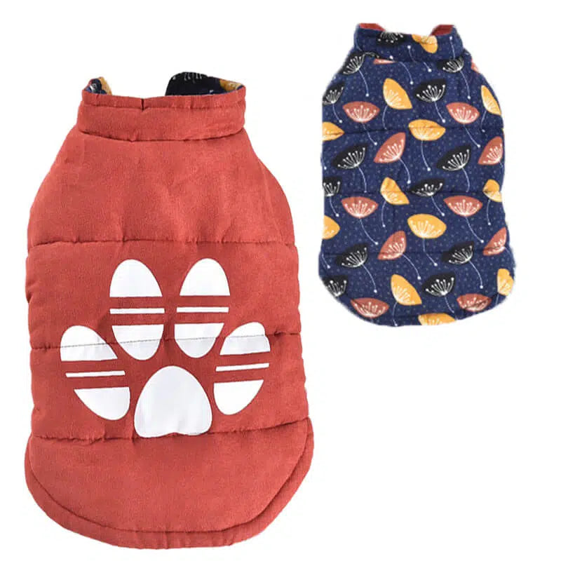 Pet Reversible Down Vest Red and Blue