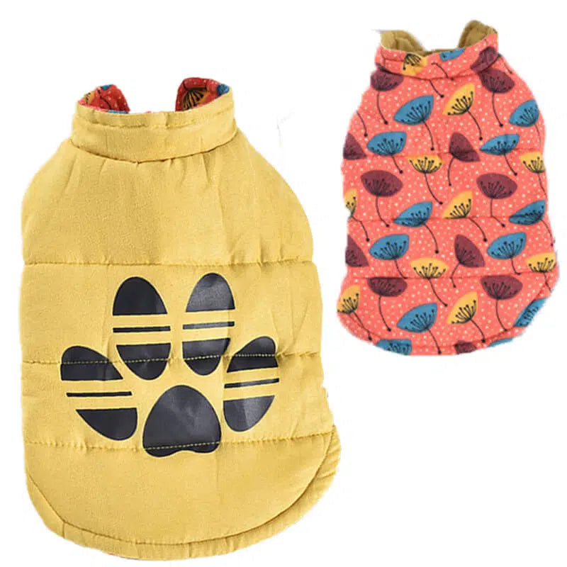 Pet Reversible Down Vest Yellow and Pink