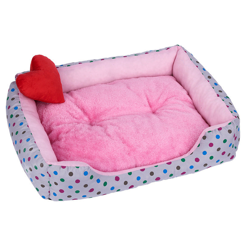 Pet Bed Rectangular Gray Polka Dot