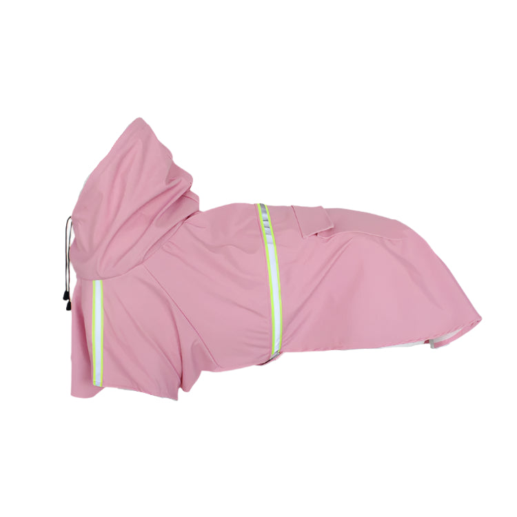 Pink dog raincoat with reflective stripes 