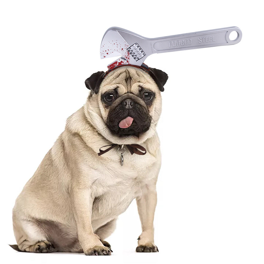Funny Pet Headwear Bloody Tools Wrench