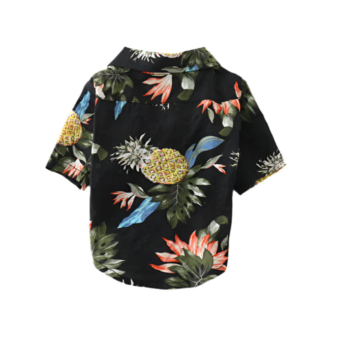 Pet Hawaii Shirt Black Pineapple