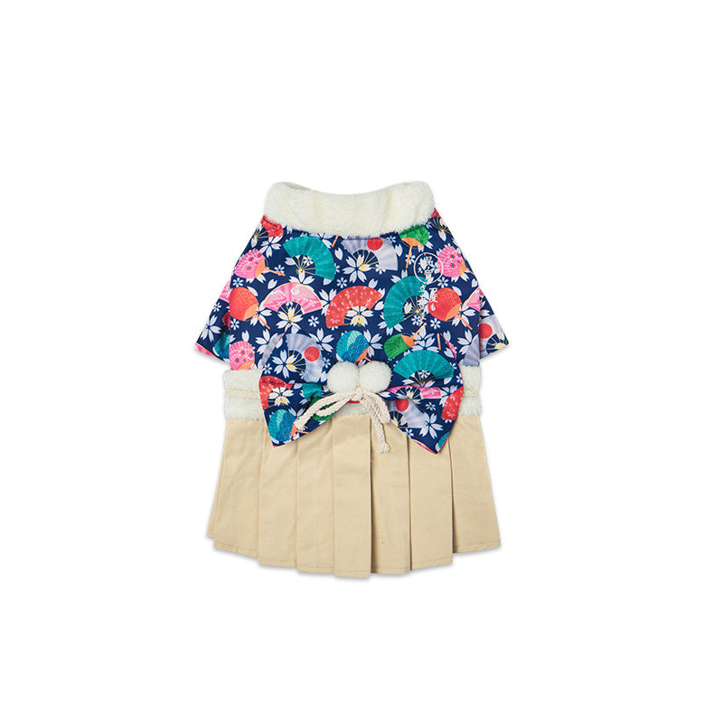 Funny Pet Costume Kimono Beige Skirt