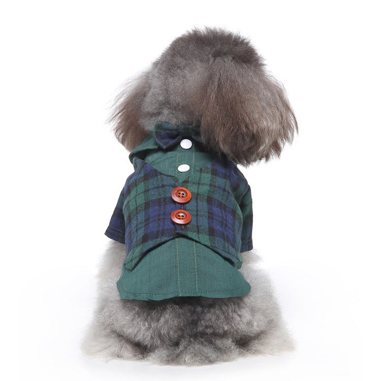 Pet Suit Plaid Bow Tie