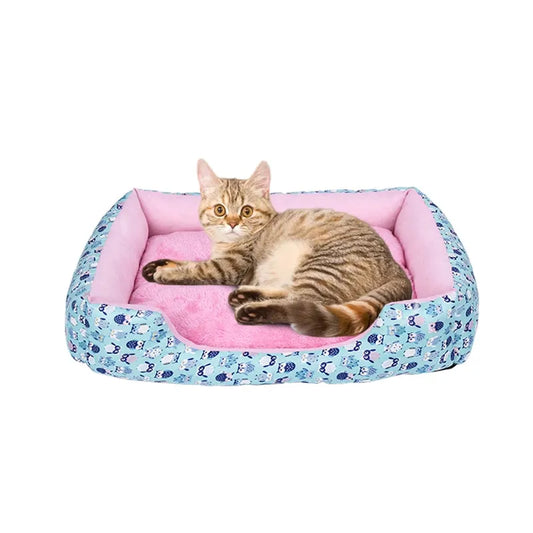 Pet Bed Rectangular Blue Owl