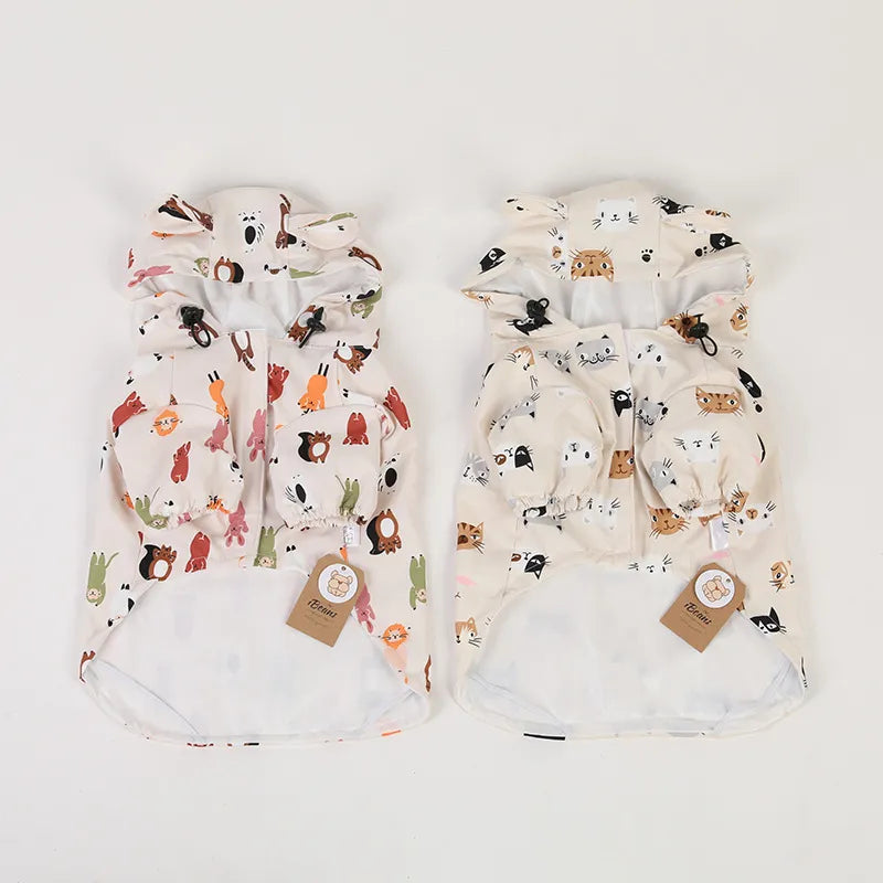 Pet Rain Coats Animal Print