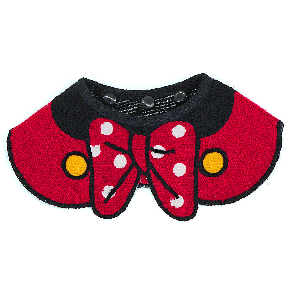 Pet Collar Cartoon Print Polka Dot Bow
