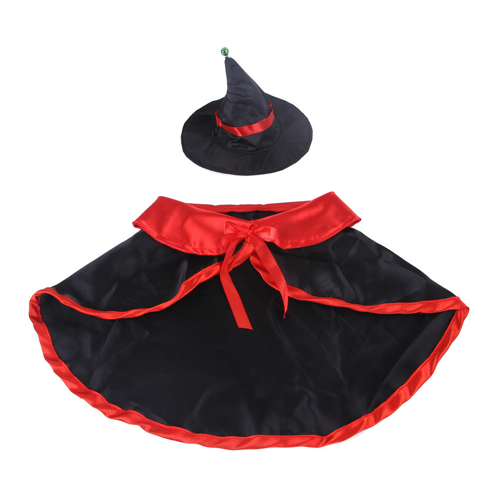 Funny Pet Costume Wizard Cape and Hat Red