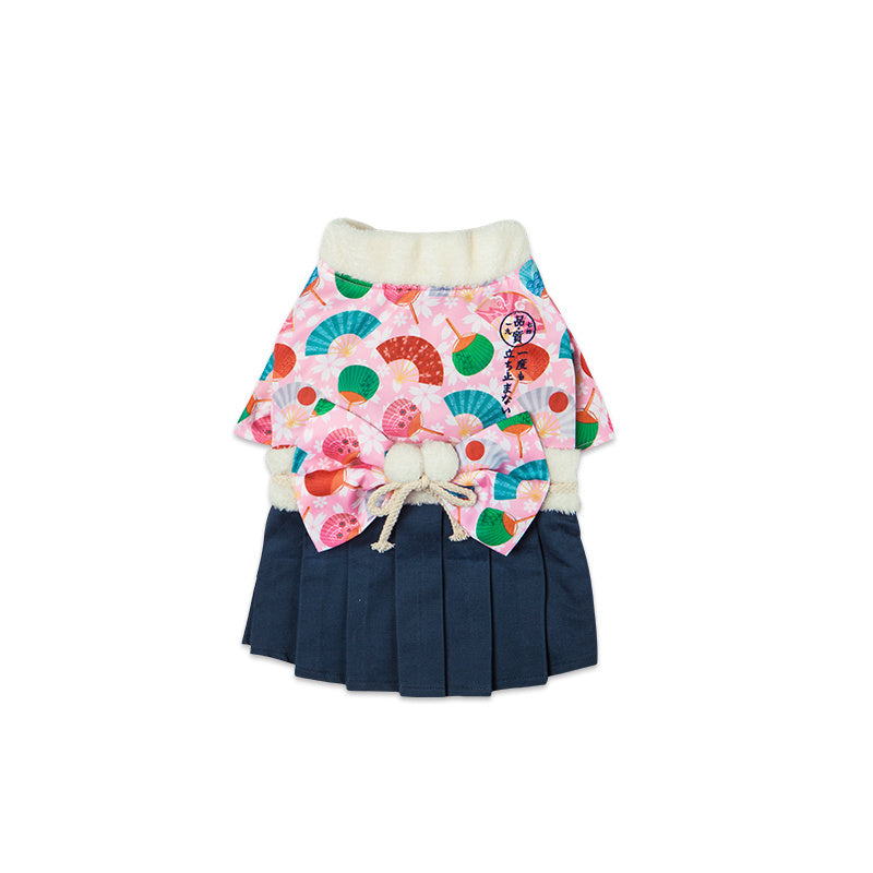 Funny Pet Costume Kimono Blue Skirt