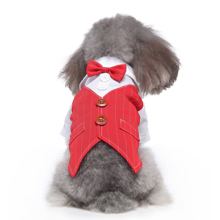 Pet Suit Red Bow Tie