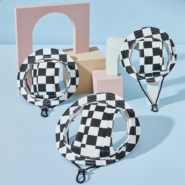 Pet Headwear Checkered Hat Black