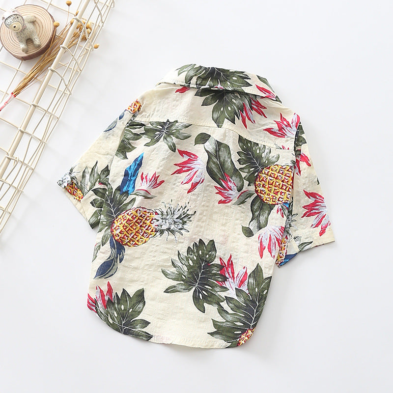 Pet Hawaii Shirt White Pineapple