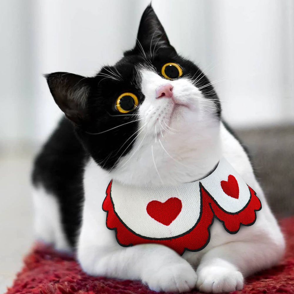 Pet Collar Cartoon Print White Hearts
