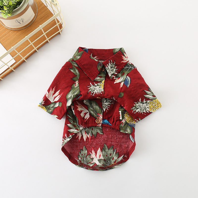 Pet Hawaii Shirt Red Pineapple