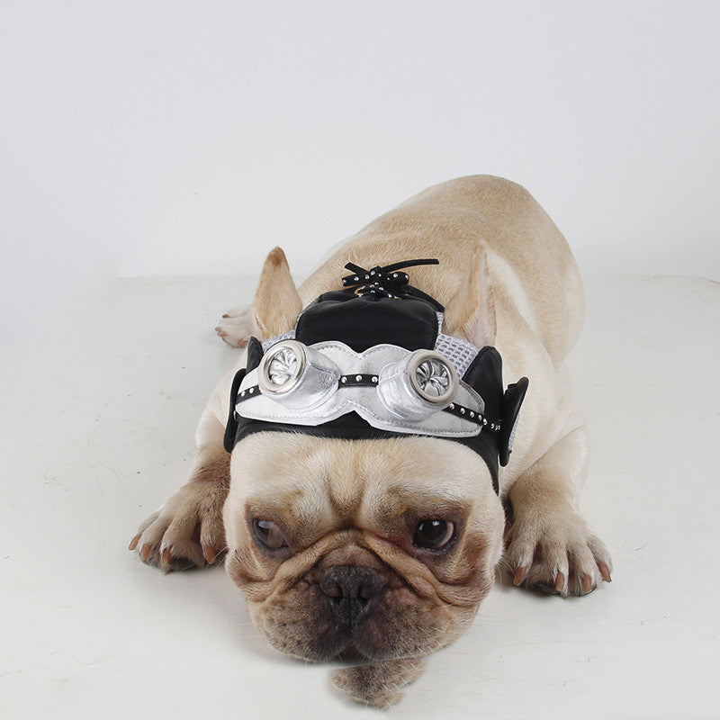 Funny Headwear Aviation Hat with Goggles Black