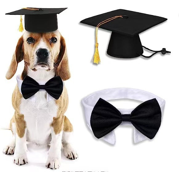 Funny Pet Headwear Graduation Cap and Bow Tie