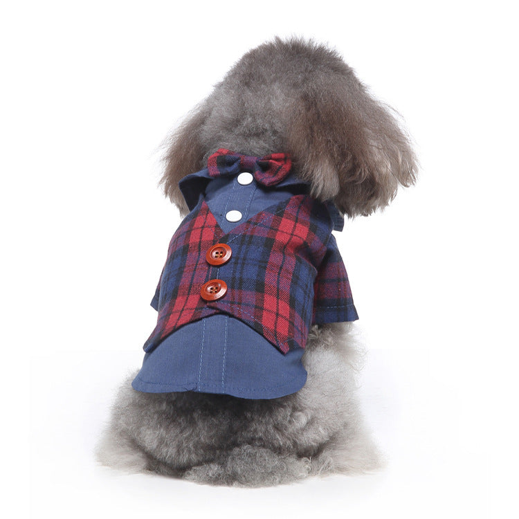 Pet Suit Plaid Bow Tie