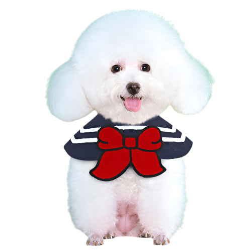 Pet Collar Cartoon Print Red Bow