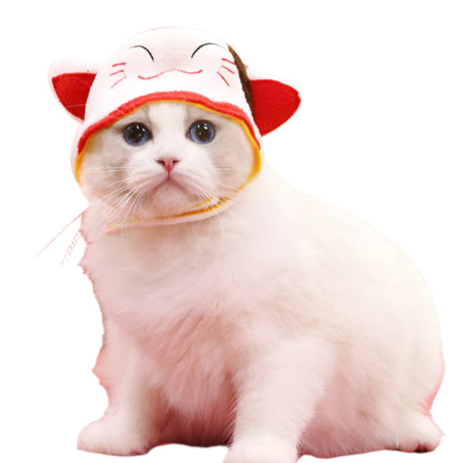 Funny Pet Headwear Chinese Style White