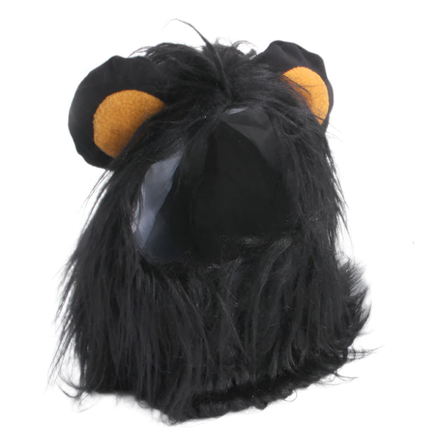 Funny Pet Headwear Lion Mane Black 