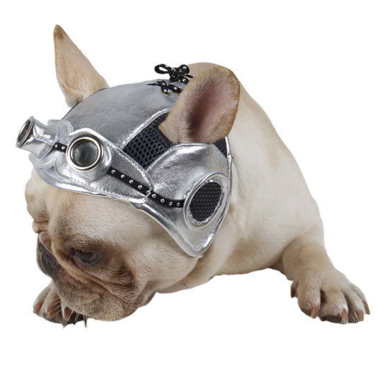 Funny Pet Headwear Aviation Hat with Goggles Silver