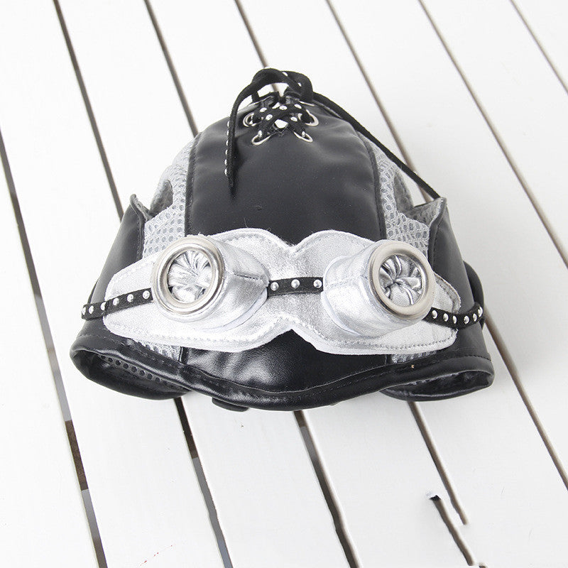Funny Headwear Aviation Hat with Goggles Black