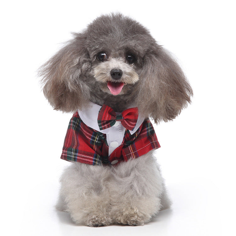 Pet Suit Plaid Bow Tie