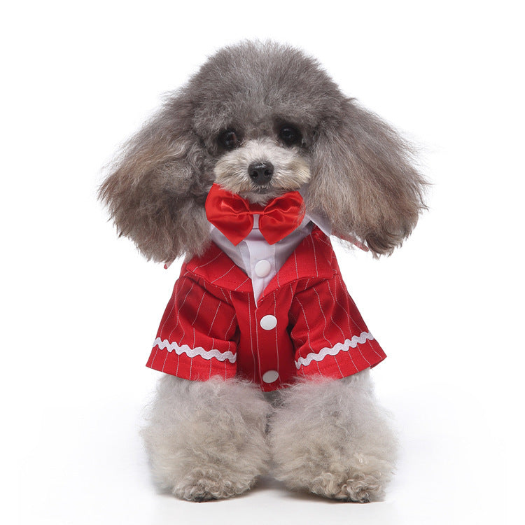 Pet Suit Red Bow Tie