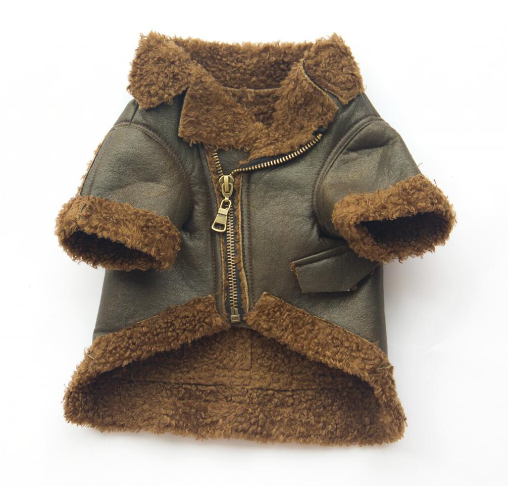 Pet Leather Jacket Aviator Brown