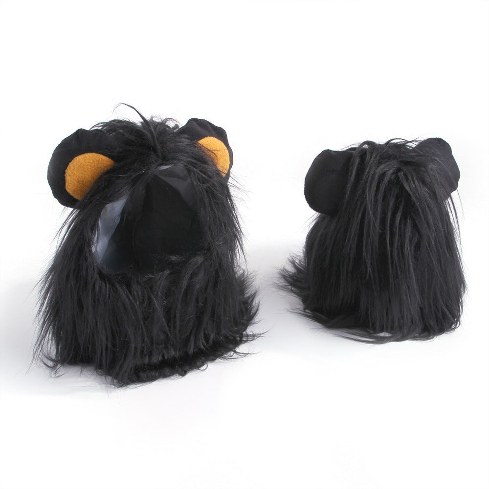 Funny Pet Headwear Lion Mane Black