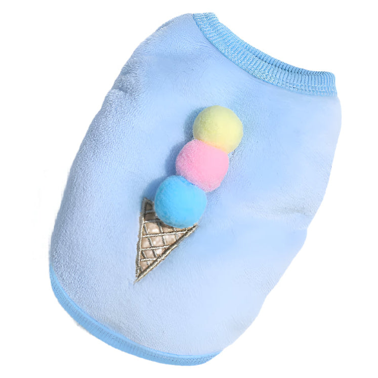 Pet Sweater Cute Fleece Blue Ice Cream