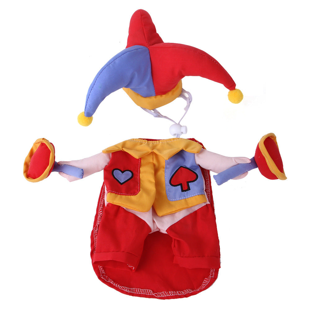 Funny Pet Costume Jester Hearts and Spades