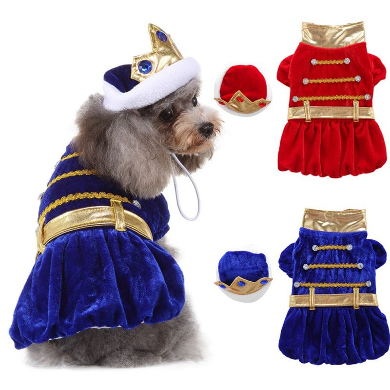 Funny Pet Costume Queen Red and Blue