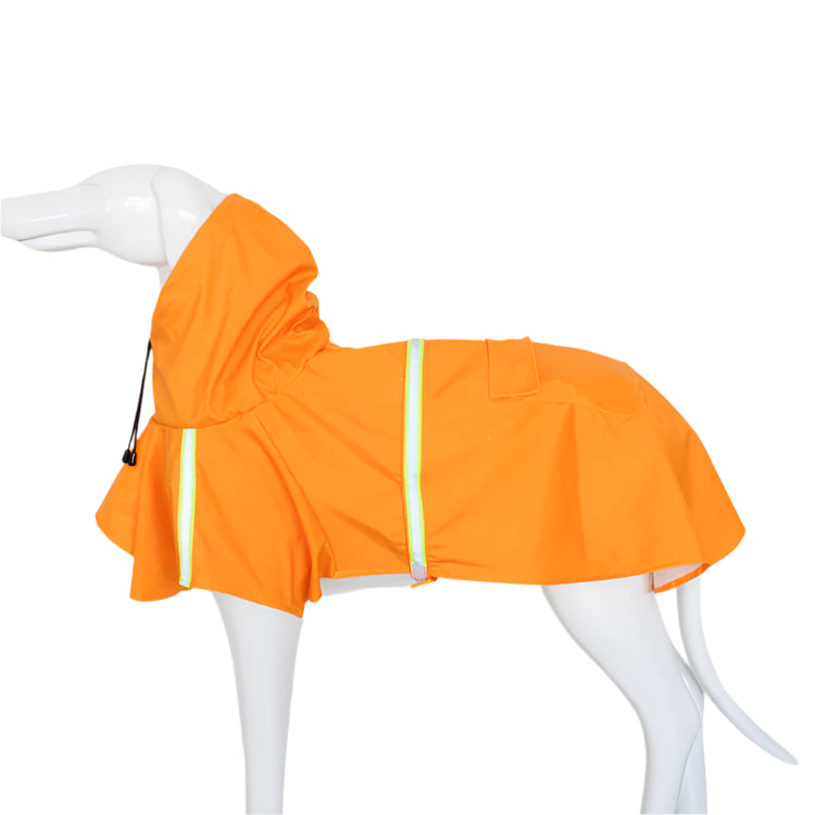 Orange dog raincoat with reflective stripes 