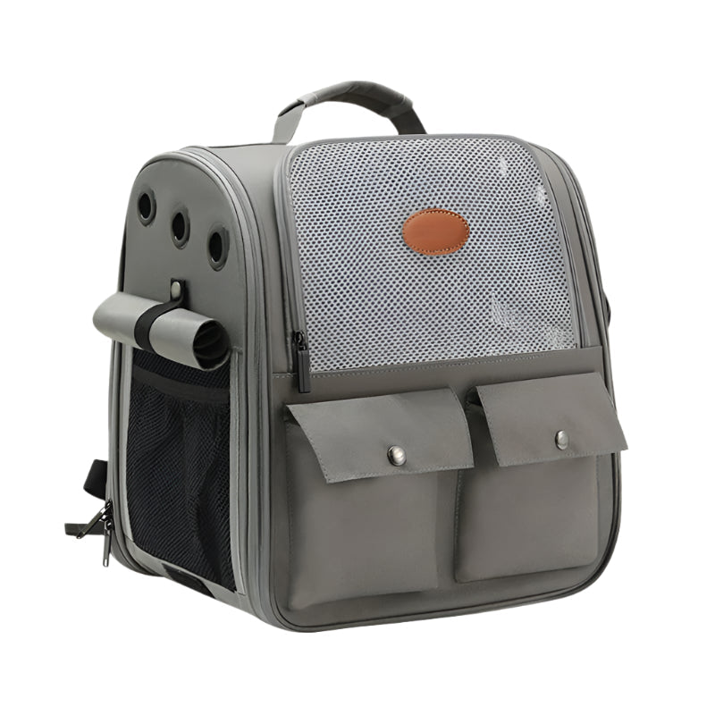 Pet Backpack with Pockets Gray