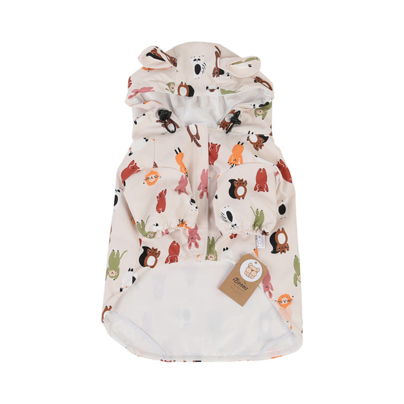 Pet Rain Coat Animal Print Zoo