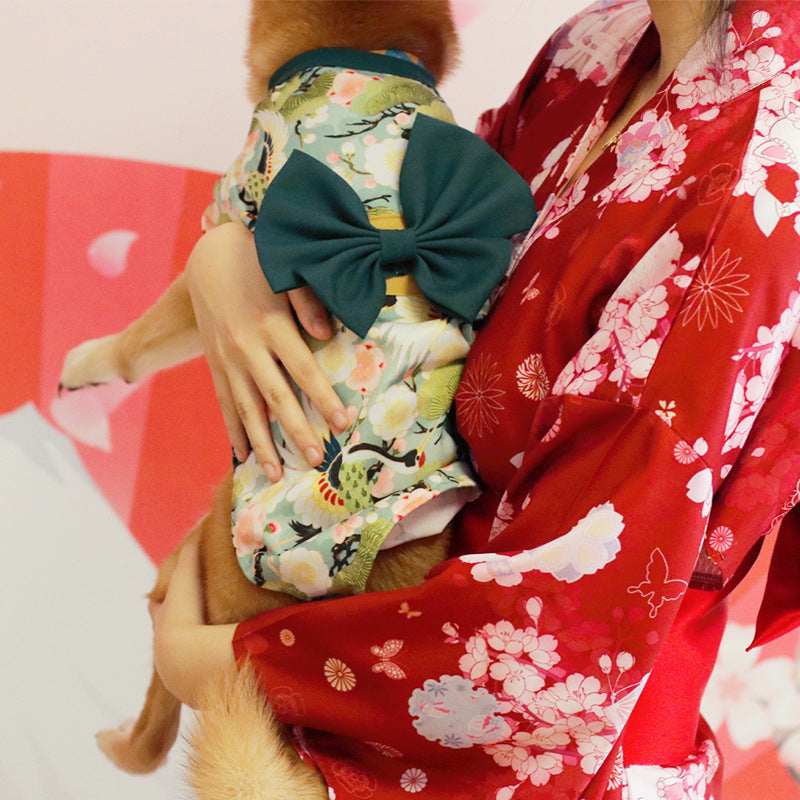 Funny Pet Costume Kimono Green