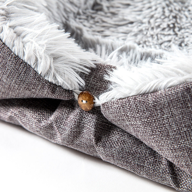 Close-up of button foldable pet bed