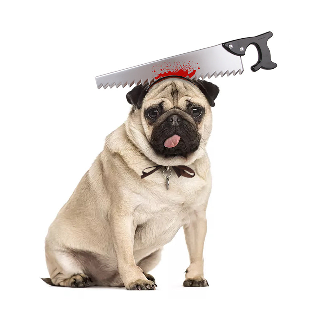 Funny Pet Headwear Bloody Tools Saw