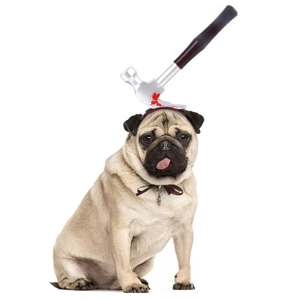 Funny Pet Headwear Bloody Tools Hammer