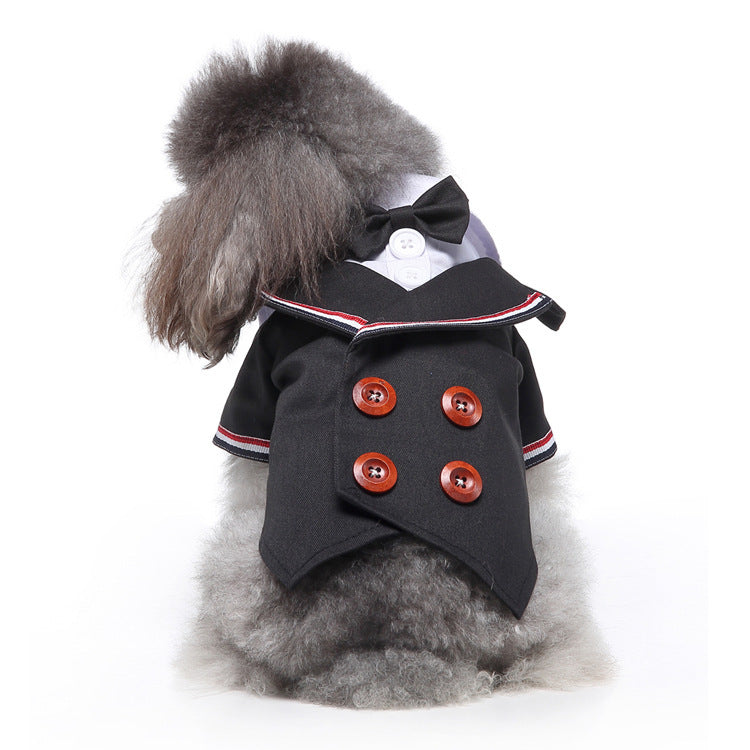 Pet Suit Black Bow Tie Buttons