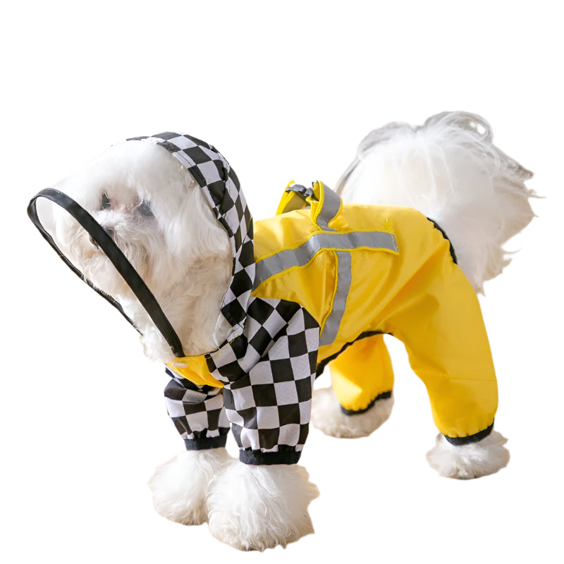 Pet Rain Coat Yellow Checkerboard