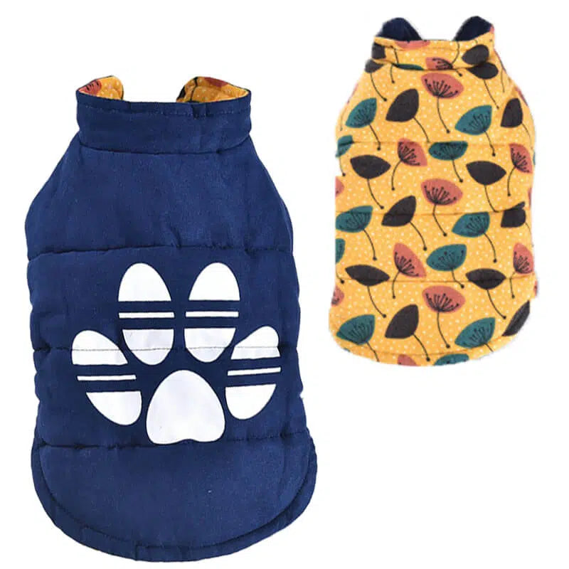 Pet Reversible Down Vest Blue and Yellow